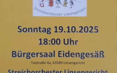 Konzert am 19.10. um 18 Uhr im Bürgersaal Eidengesäß